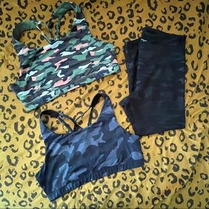 Old Navy Strappy Camo Sports Bra x2 and Leggings Set